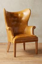 Anthropologie Premium Leather Wingback Chair