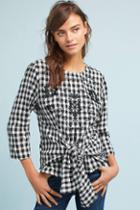 Seen Worn Kept Gingham Embroidered Tie-front Top