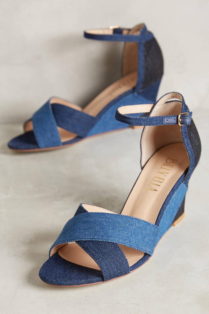 Billy Ella Denim Patchwork Wedges
