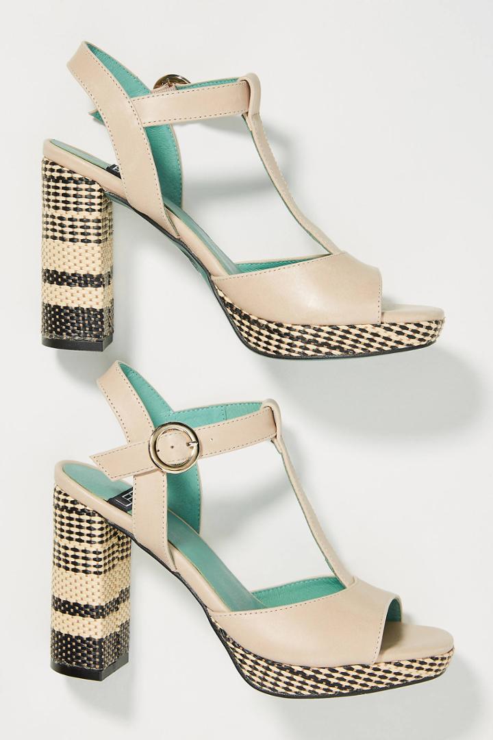 Lab Textured T-strap Platform Heels