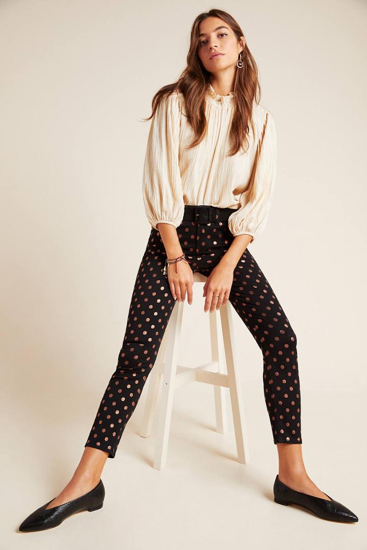Jen7 By 7 For All Mankind Jen7 By 7 For All Mankind Metallic Dot High-rise Skinny Ankle Jeans