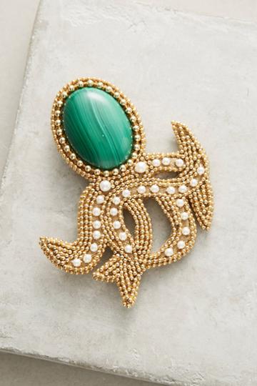 Bea Valdes Malachite Octopus Brooch