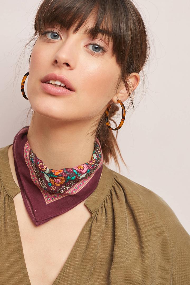 Anthropologie Gardener Embroidered Kerchief Scarf
