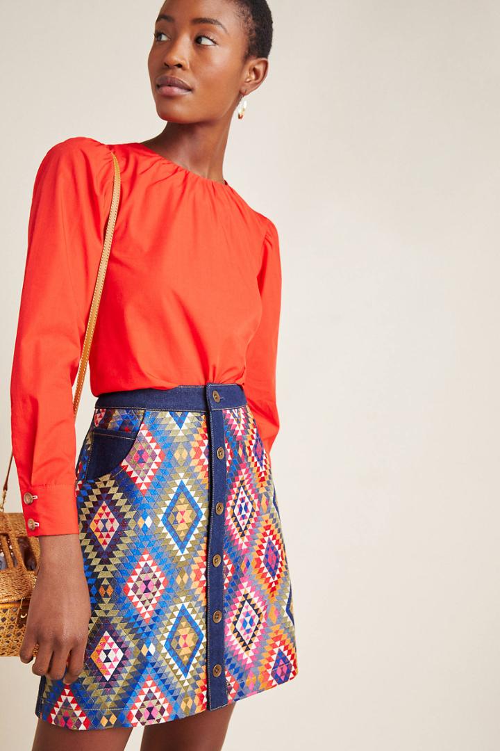 Manish Arora Embroidered Denim Mini Skirt