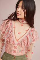 Anna Sui Digital Lace Metallic Top