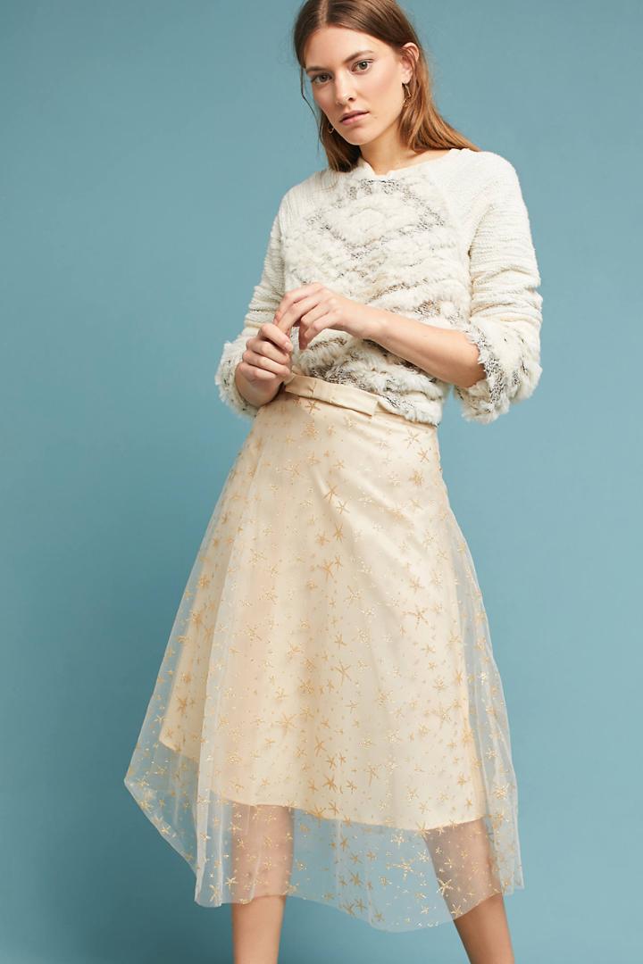 Eva Franco Metallic Star Tulle Skirt