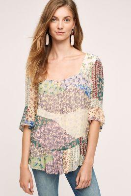 Floreat Patchwork Peasant Top