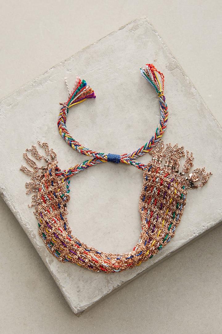Marie-laure Chamorel Rainbow Woven Metal Cuff Bracelet
