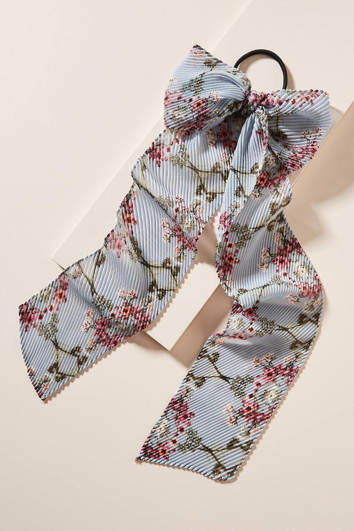 Anthropologie Painterly Petals Scarf Ponytail Holder