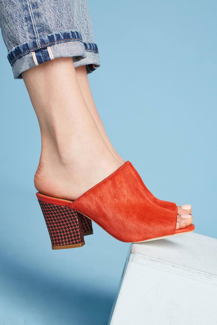 Anthropologie Calf Hair Block Heels
