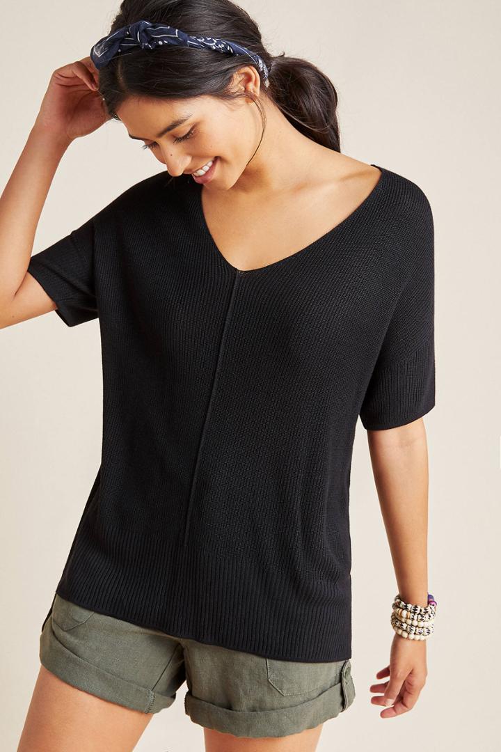 Anthropologie Lola V-neck Ribbed Pullover