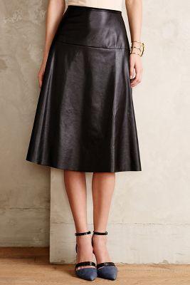 Anthropologie Vegan Leather Midi Skirt