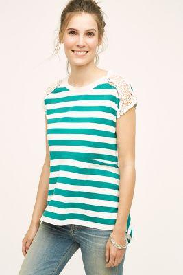 Little Yellow Button Lace Epaulet Tee