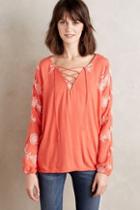 En Elle Embroidered Lace-up Top