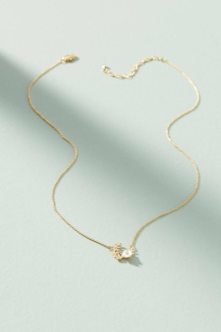 Anthropologie Floral Wreath Pendant Necklace