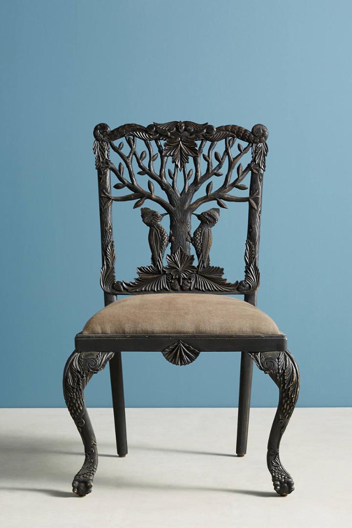 Anthropologie Handcarved Menagerie Woodpecker Dining Chair