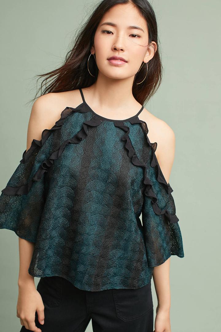 Red Carter Gwyneth Open-shoulder Lace Blouse
