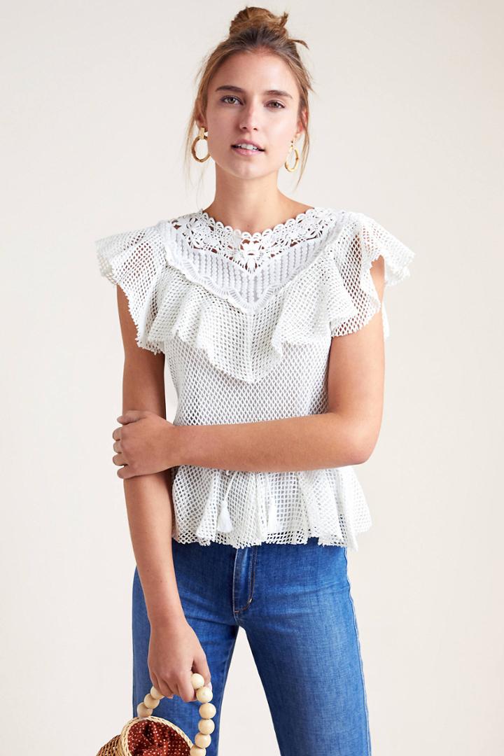 Ranna Gill Ruffled Mesh Top