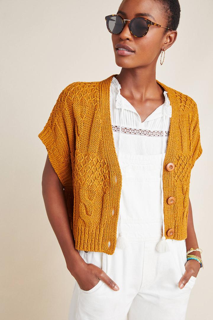 Anthropologie Cropped Cable-knit Cardigan