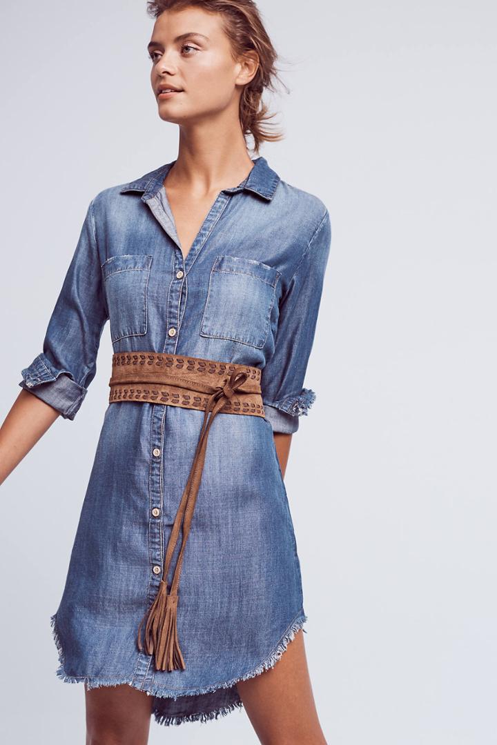 Cloth & Stone Fringed Chambray Buttondown Tunic