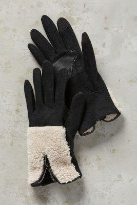 Anthropologie Shearling Trim Gloves