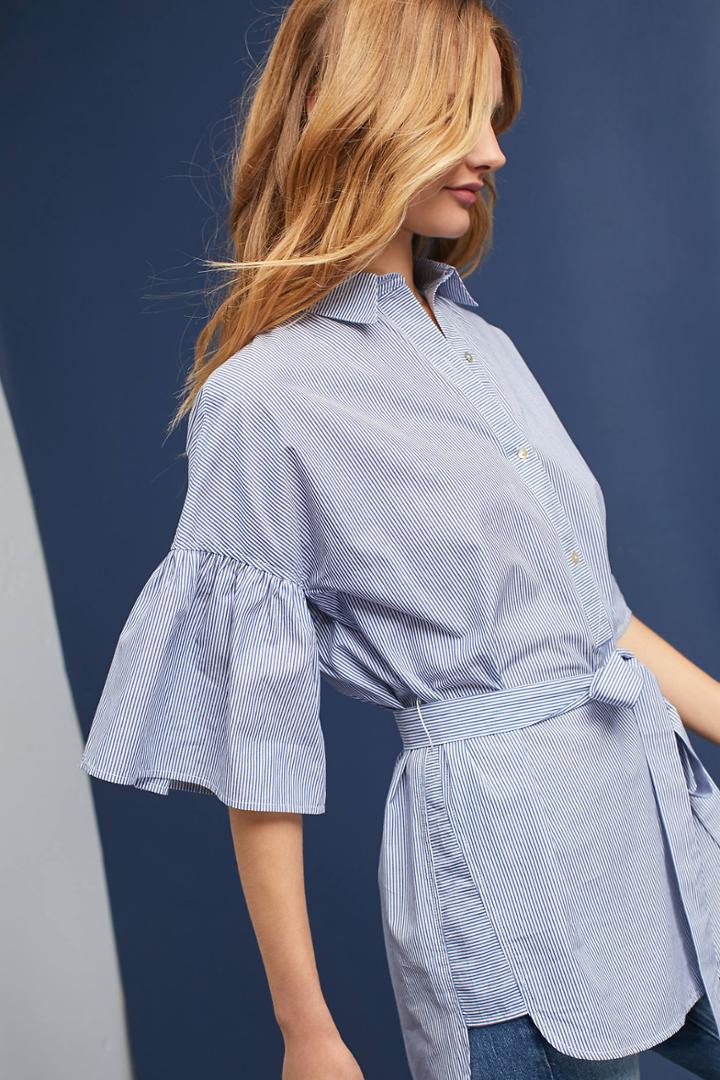 Anthropologie Striped Buttondown Tunic