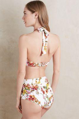 Swim By Anthropologie Ruched High-rise Bikini Bottom
