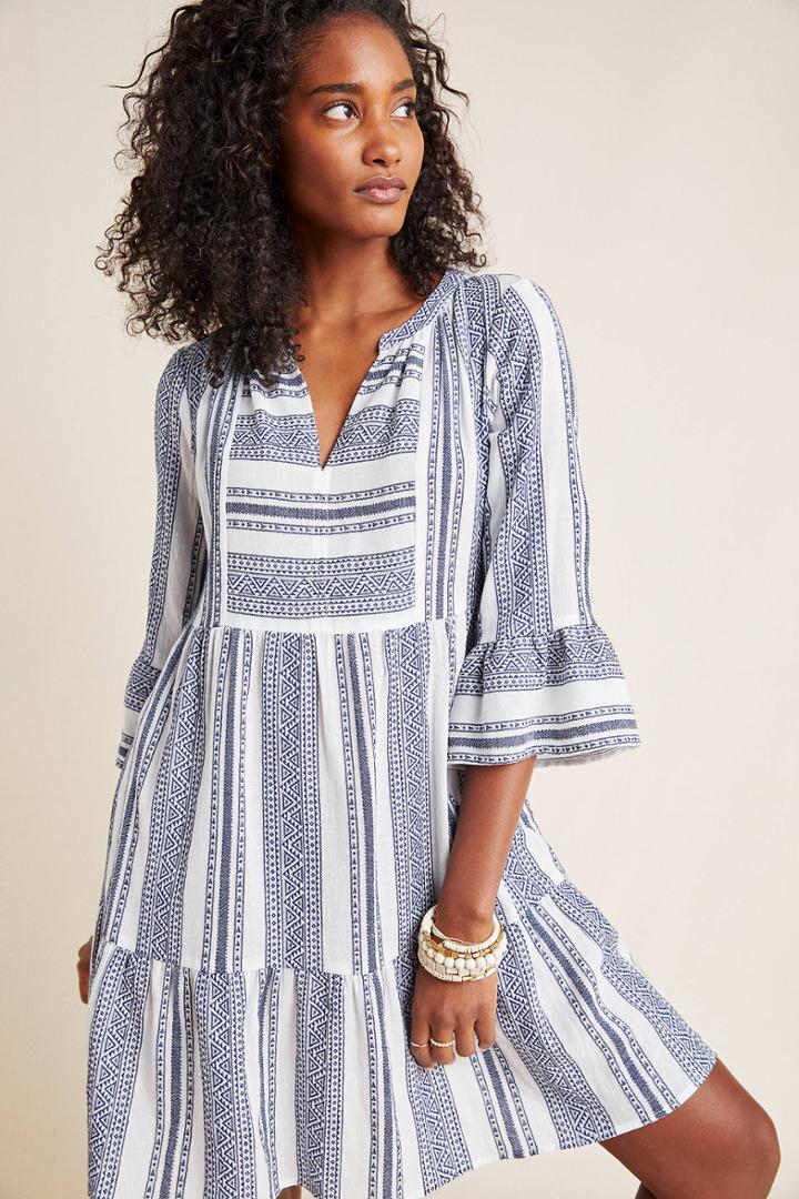 Velvet By Graham & Spencer Cambria Jacquard-striped Tunic Dress
