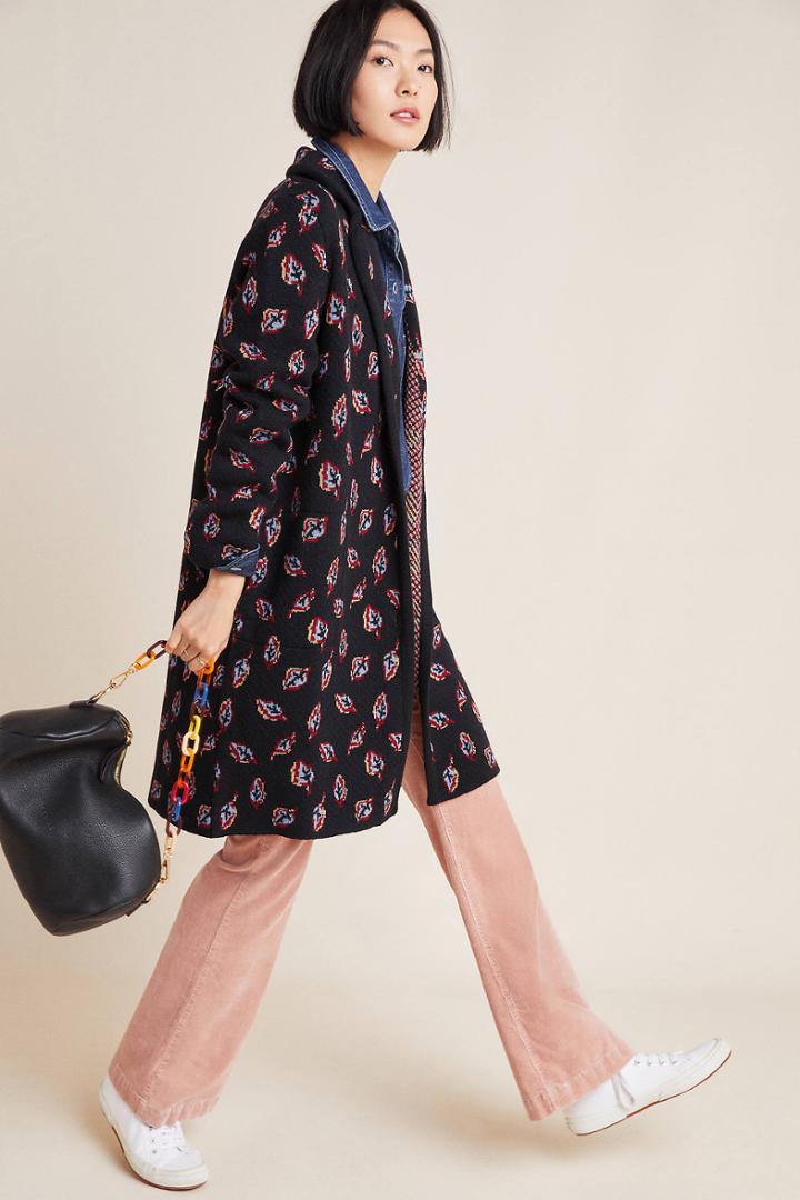 Aldomartins Leaf Jacquard Sweater Coat