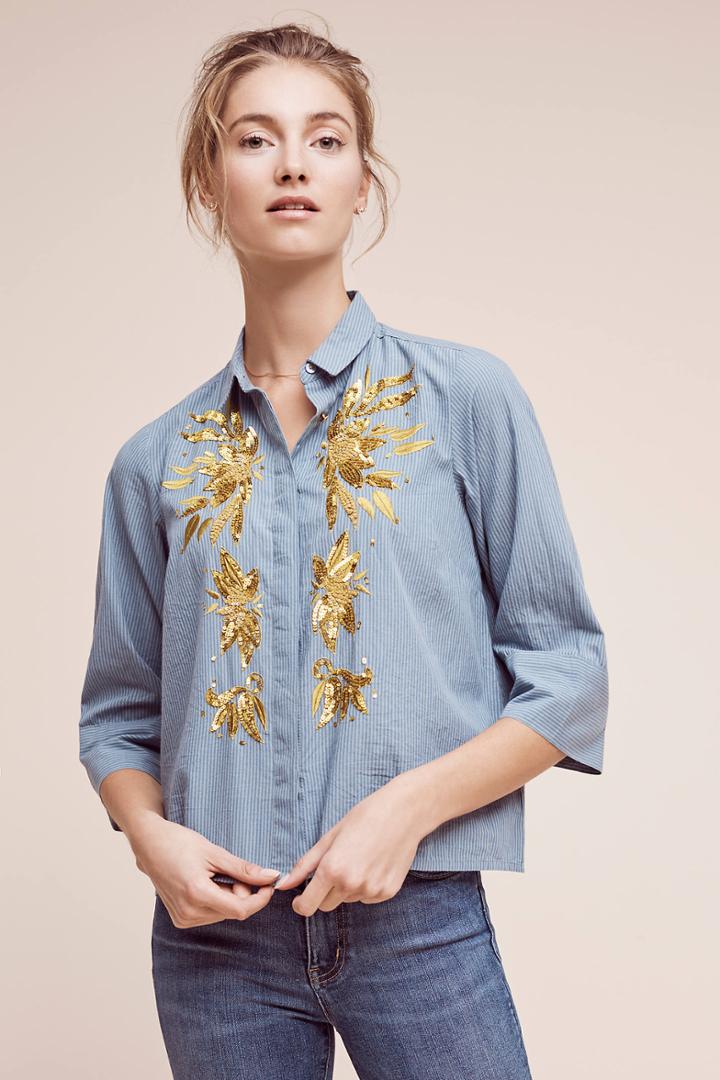 Maeve Embellished Poplin Buttondown