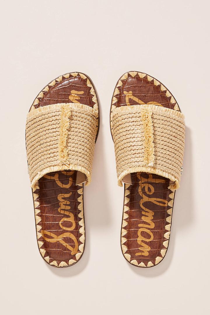 Sam Edelman Ribbed Raffia Slide Sandals
