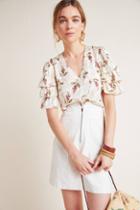 La Vie By Rebecca Taylor Leopard Ruffled Blouse