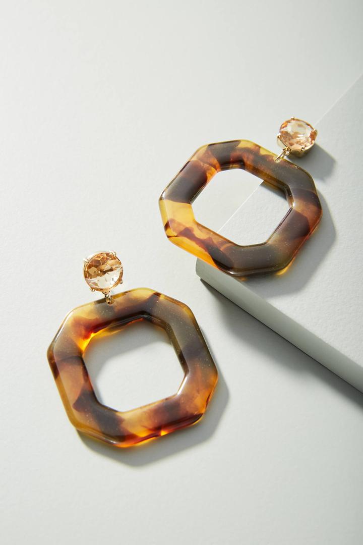 Anthropologie Amelie Octagon Hoop Earrings
