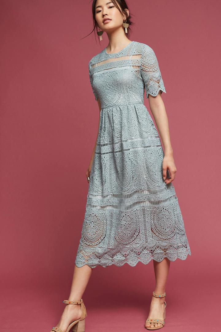 Eri + Ali Mint Lace Midi Dress