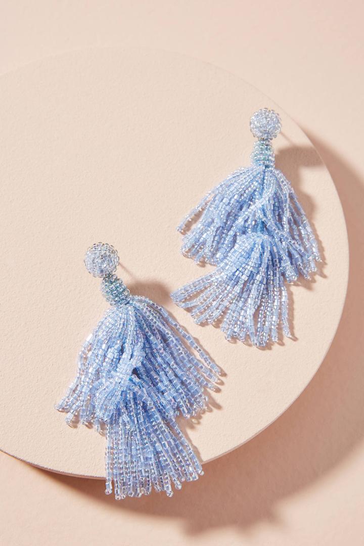 Anthropologie Rachel Beaded Tassel Earrings