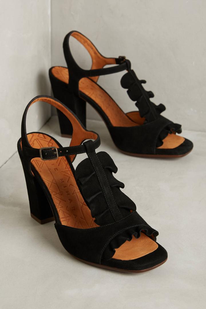 Chie Mihara Ruffled T-strap Heels
