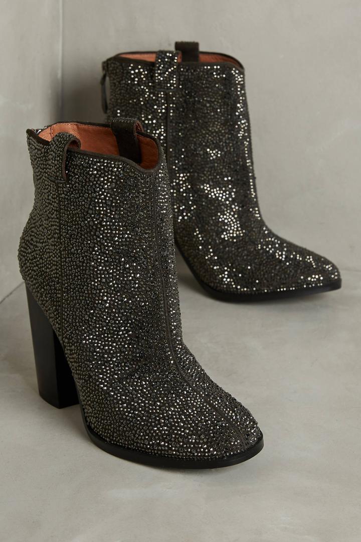 Lola Cruz Western Crystal Ankle Booties