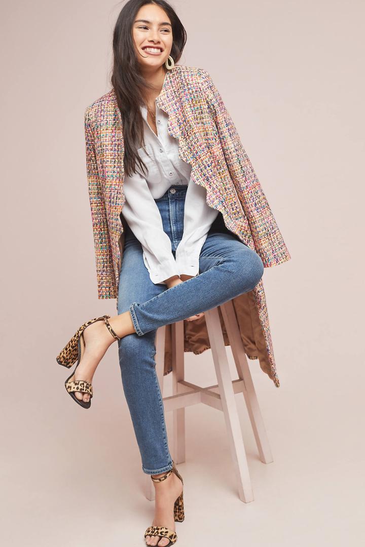 Helene Berman London X Anthropologie Scalloped Tweed Coat