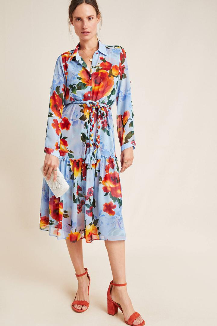 Misa Marsala Floral Shirtdress