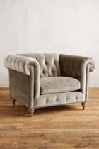 Anthropologie Slub Velvet Lyre Chesterfield Armchair, Wilcox