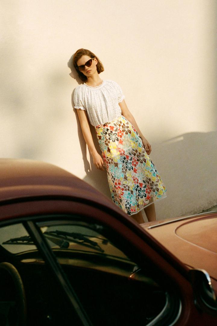 Eva Franco Meghan Embroidered Midi Skirt