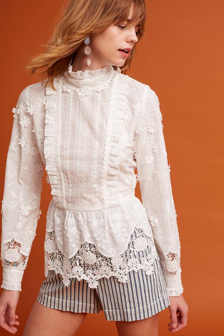Anna Sui Daisy Fields Eyelet Top
