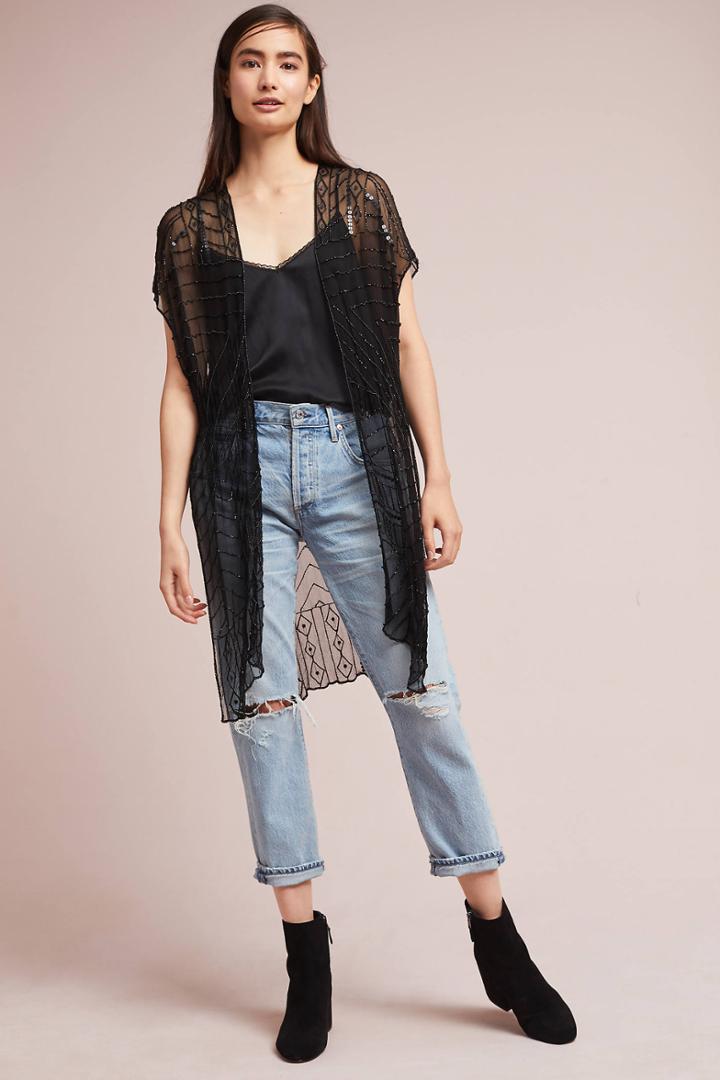Anthropologie Arabella Beaded Long Kimono