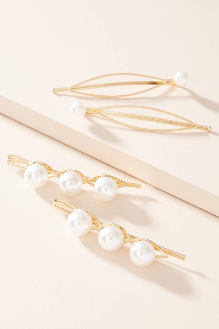 Anthropologie Echo Pearl Hair Clip Set