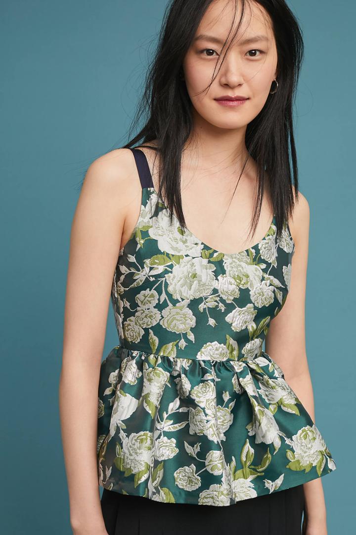 Sunday In Brooklyn Floral Jacquard Peplum Top