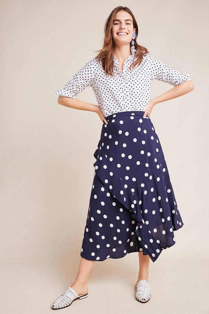 Maeve Olivia Ruffled Midi Skirt