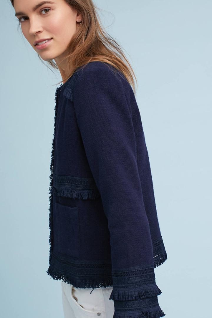 Greylin Audrey Fringed Linen Jacket