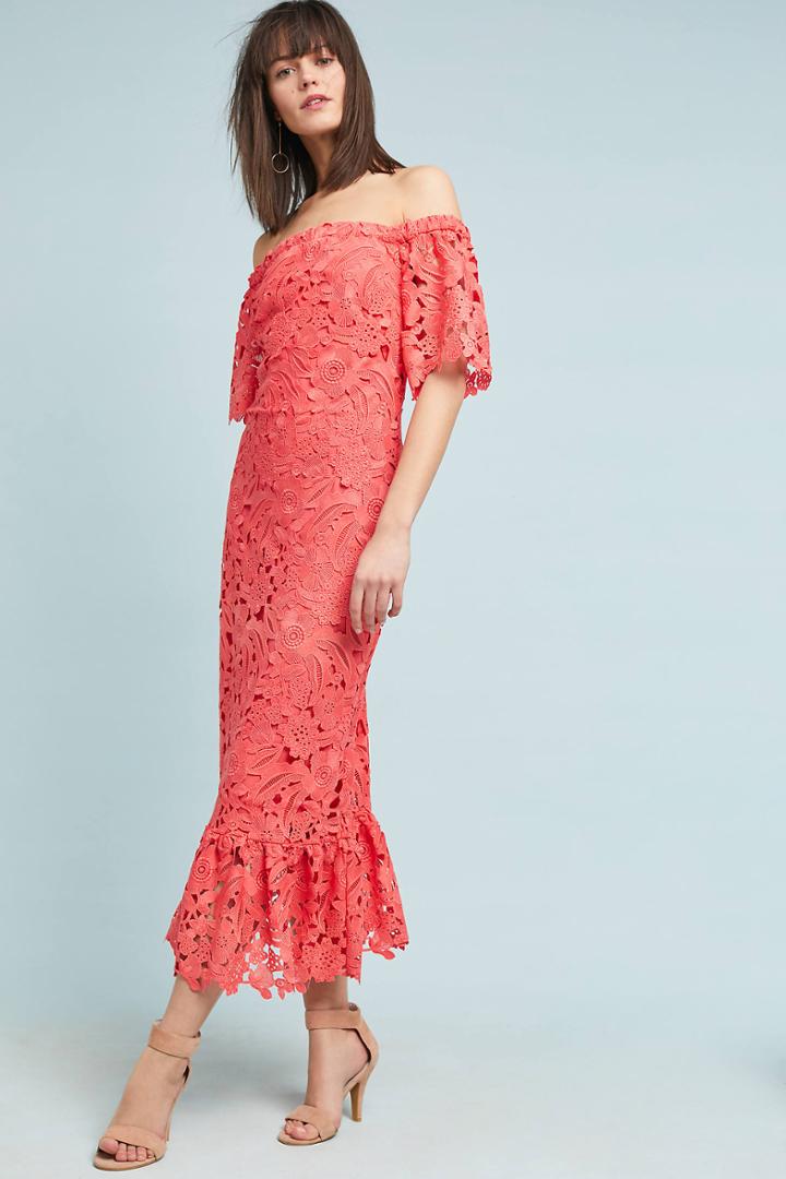 Shoshanna Venetian Off-the-shoulder Lace Dress