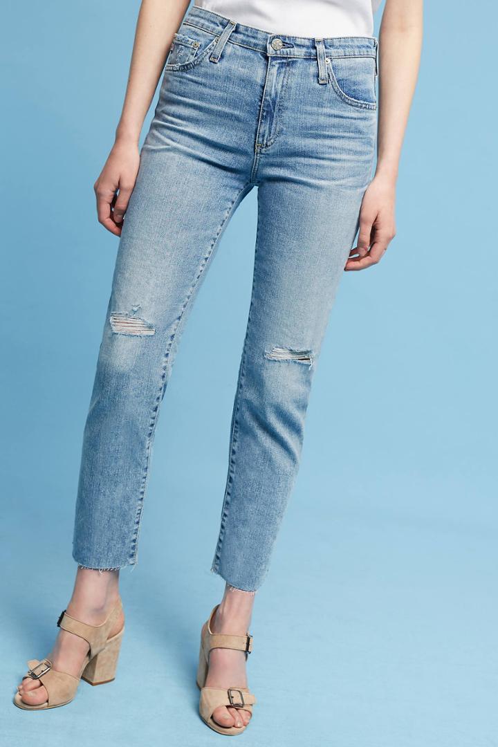 Anthropologie Ag Isabelle High-rise Straight Ankle Jeans