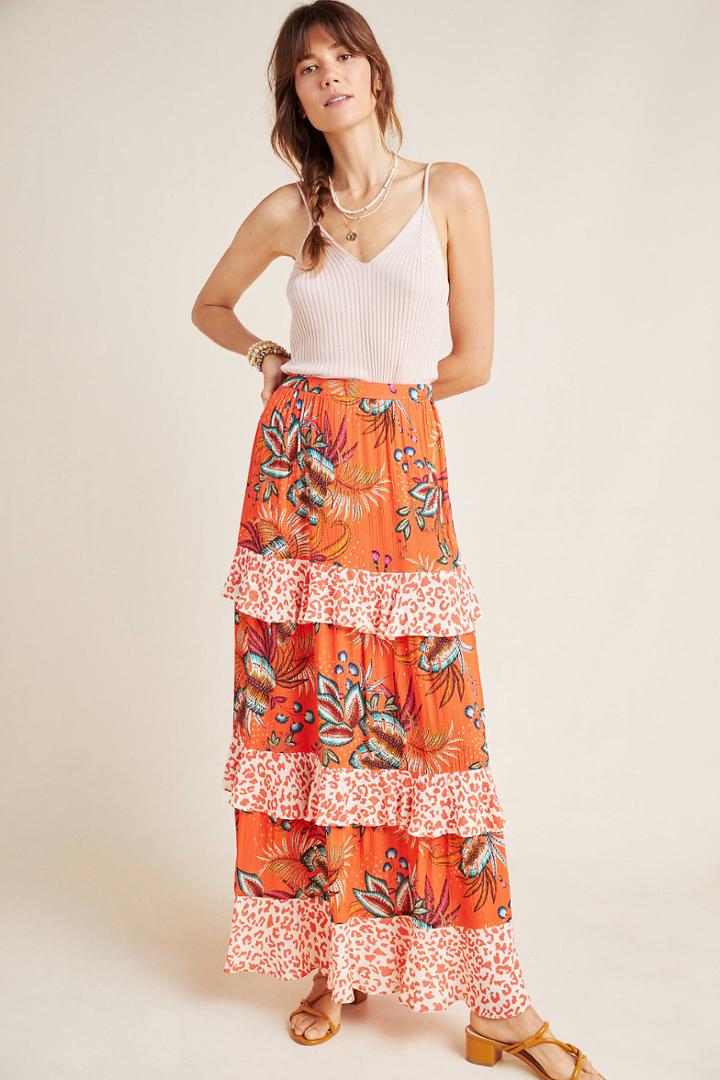 Farm Rio Amabella Tiered Maxi Skirt